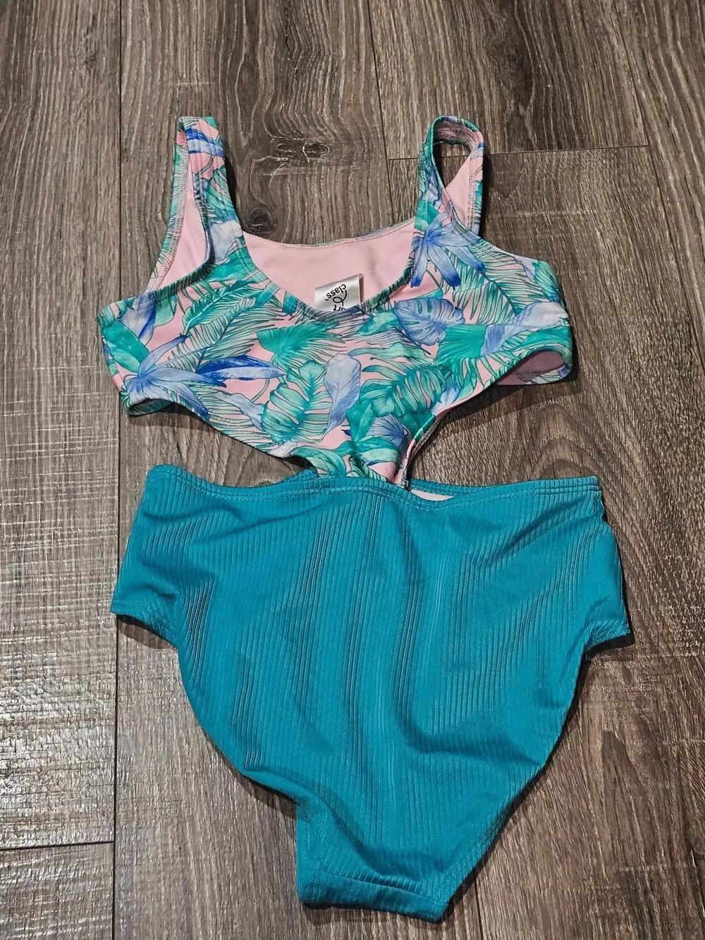 art class One Piece Swimsuit Size 10/12 Teal Tropical Print Swimsuit